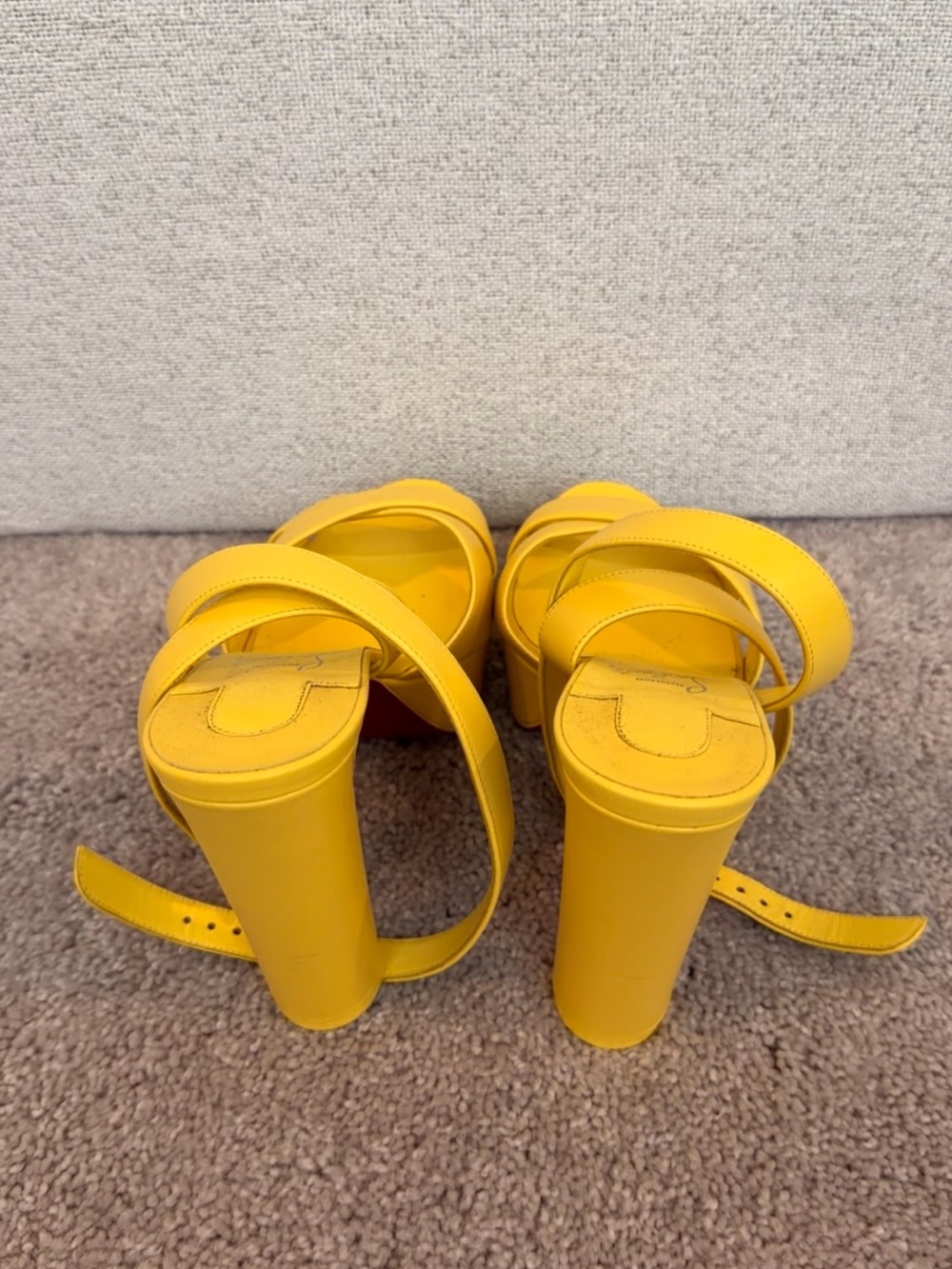 Christian Louboutin Yellow Crisscross Platform Sandals - Picture 4 of 7